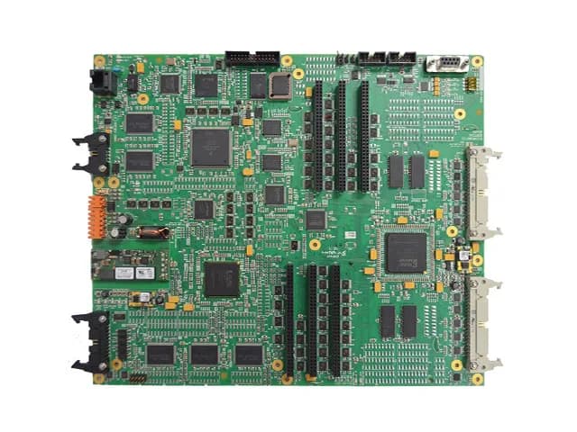 Communications mainboard — Mainboard with PCI card-edge slots and cooling fins